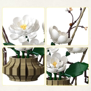 CaDA C59026W Blumen-Bauset für Erwachsene, botanisches Blumen-Bauset, dekoratives Blumenarrangement-Modell für Heimdekoration und Stressabbau, 990 Teile - 6