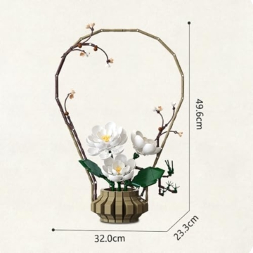 CaDA C59026W Blumen-Bauset für Erwachsene, botanisches Blumen-Bauset, dekoratives Blumenarrangement-Modell für Heimdekoration und Stressabbau, 990 Teile - 7