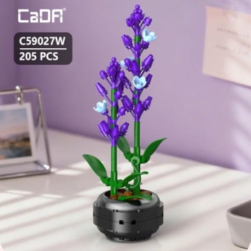 CaDA C59027W Lavender Botanicals Flower Bouquet,Bauspielzeugset für Erwachsene,205Teile Bausteine Blumenstrauß Klemmbausteine, Bonsai Botanical Kollektion Bauklötz Pflanzen Home Deko, Geschenk für 14+ - 2