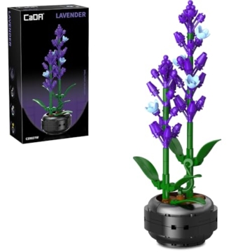 CaDA C59027W Lavender Botanicals Flower Bouquet,Bauspielzeugset für Erwachsene,205Teile Bausteine Blumenstrauß Klemmbausteine, Bonsai Botanical Kollektion Bauklötz Pflanzen Home Deko, Geschenk für 14+ - 1