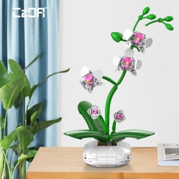 CaDA C59028W Botanicals Flower Bouquet,Orchid Bauspielzeugset für Erwachsene,237Teile Bausteine Blumenstrauß Klemmbausteine - 4