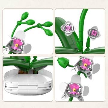 CaDA C59028W Botanicals Flower Bouquet,Orchid Bauspielzeugset für Erwachsene,237Teile Bausteine Blumenstrauß Klemmbausteine - 6