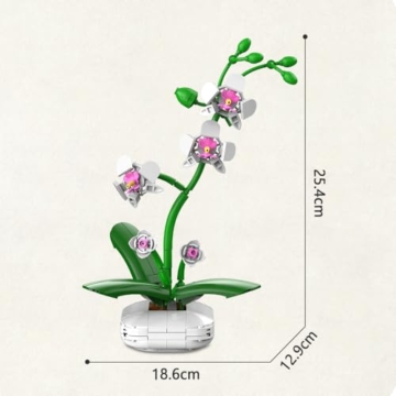CaDA C59028W Botanicals Flower Bouquet,Orchid Bauspielzeugset für Erwachsene,237Teile Bausteine Blumenstrauß Klemmbausteine - 7