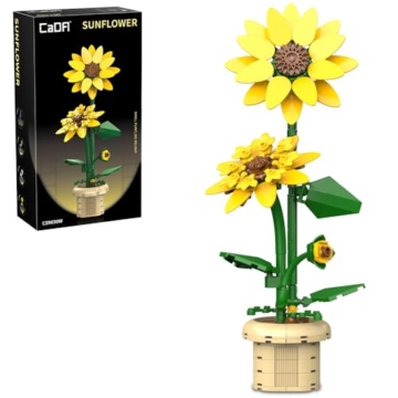 CaDA C59030W Botanicals Flower Bouquet,Sunflower Bauspielzeugset für Erwachsene,187 Teile Bausteine Blumenstrauß Klemmbausteine, Bonsai Botanical Kollektion Bauklötz Pflanzen Home Deko - 1