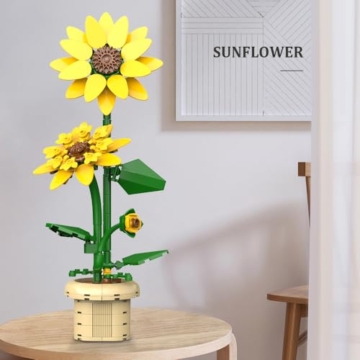 CaDA C59030W Botanicals Flower Bouquet,Sunflower Bauspielzeugset für Erwachsene,187 Teile Bausteine Blumenstrauß Klemmbausteine, Bonsai Botanical Kollektion Bauklötz Pflanzen Home Deko - 5
