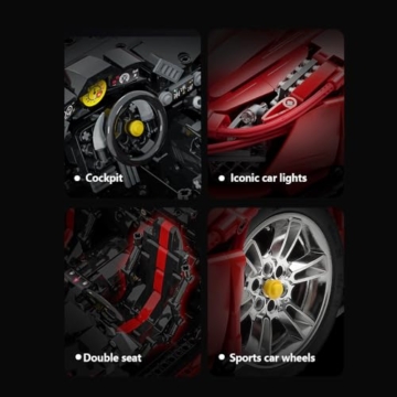 CaDA C61043W 488 1: 8 Sportwagen, Master baustein Sportwagen, 3236 Teile Technik Rennwagen, kompatibel mit großen markenbausteinen - 7