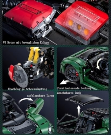 CADA C61511W Technik Auto für CADA Lotus Exige Cup 430, 1:8 Groß Auto Modellbausatz, 3730 Teile MOC Klemmbausteine Rennauto Set, Automodell Sammlerstück für Autofans, Keine Originalverpackung - 4