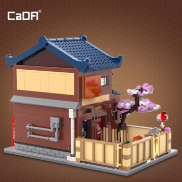 CaDA C66012w Bausteinmodell Eines Japanischen Thermalhotels, 1249 Teile Japanischer Architektur, Kirschblütengarten Mit Warmem Led-Licht, Sammlerhaus Zum Zusammenbauen (C66012W) - 5