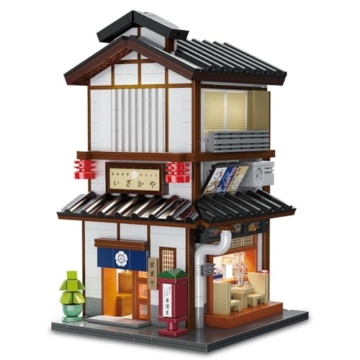 CaDA C66019W Sakaya Japanisches Haus,1195 Klemmbausteine Modular Building, 2-stöckiges Straßen-Eckhaus mit LED-Licht, Öffnende Wände & Fenster, Japan Street Scene Modell für Erwachsene & Teens - 9