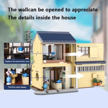 CaDA Japanisches Teehaus-Bauset, Master C66010W Japanisches Straßenladen-Bauset mit Beleuchtung, 1200-teiliges modulares Haus – Geschenkidee für Jungen und Erwachsene - 4