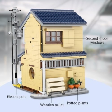 CaDA Japanisches Teehaus-Bauset, Master C66010W Japanisches Straßenladen-Bauset mit Beleuchtung, 1200-teiliges modulares Haus – Geschenkidee für Jungen und Erwachsene - 5