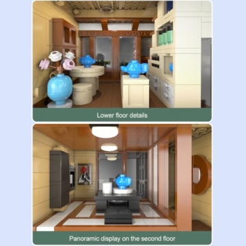 CaDA Japanisches Teehaus-Bauset, Master C66010W Japanisches Straßenladen-Bauset mit Beleuchtung, 1200-teiliges modulares Haus – Geschenkidee für Jungen und Erwachsene - 6