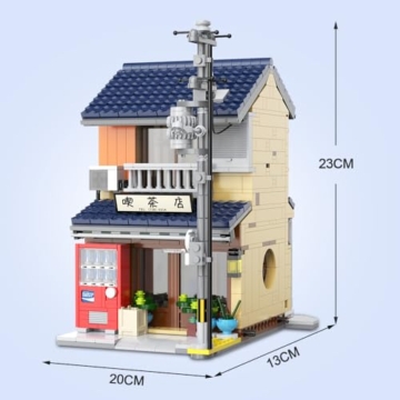 CaDA Japanisches Teehaus-Bauset, Master C66010W Japanisches Straßenladen-Bauset mit Beleuchtung, 1200-teiliges modulares Haus – Geschenkidee für Jungen und Erwachsene - 8