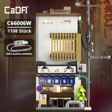 CaDA Master C66006W Japanisches Brötchenhaus-Bauset, MOC-Konstruktion Baozi-Laden-Bausteinmodell, 1108-teiliges Stadthaus-Bausteinset für Jungen und Erwachsene (C66006W) - 2