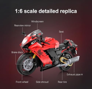 CADA Suzuki Hayabusa – 1043 Teile – Motorrad im Maßstab 1:6 – (DeQuBe 927DE64051) - 7