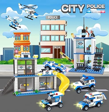 City Polizeistation Set mit Polizeiautos, Hubschrauber, Gefängniswagen