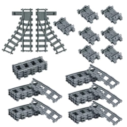 City Schienen, 40 Stück City Zug Schienen Set, Bausteine Zug Schienen Set Kompatibel mit dem Marktführer, Spielzeug Eisenbahnschienen für Mädchen und Jungen Geschenk - 1