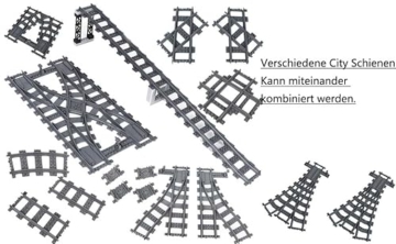 City Schienen Bausteine Set, City Schienen Erweiterungsset City Zug Schienen Zubehör Klemmbausteine Kompatibel mit dem Marktführer - 7