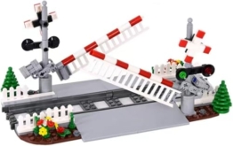 City Schienen Eisenbahnkreuzung Bausteine Set, Zug Schienen Accessoires Geländer Kreuzung Hubhebel Konstruktionsspielzeug Kompatibel mit Großen Marken - 1