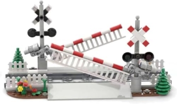 City Schienen Eisenbahnkreuzung Bausteine Set, Zug Schienen Accessoires Geländer Kreuzung Hubhebel Konstruktionsspielzeug Kompatibel mit Großen Marken - 4