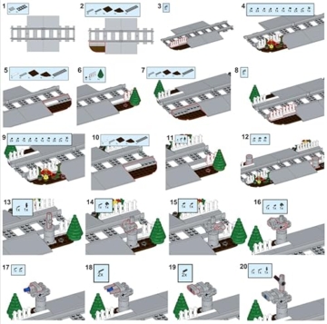 City Schienen Eisenbahnkreuzung Bausteine Set, Zug Schienen Accessoires Geländer Kreuzung Hubhebel Konstruktionsspielzeug Kompatibel mit Großen Marken - 5