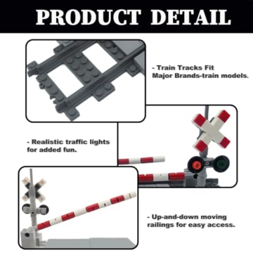 City Schienen Eisenbahnkreuzung Bausteine Zug Schienen Bahnübergang Geländer für den Zuggang Kompatibel mit Marken Zügen Schienen Konstruktionsspielzeug Kreative Geschenk für Junge Menschen - 3