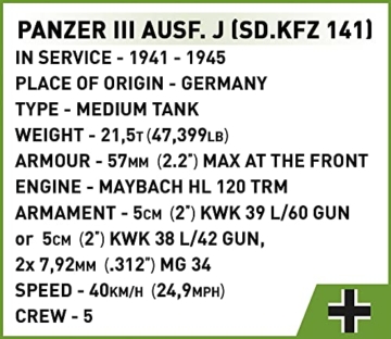 COBI 2562 - Historical Collection, PANZER III AUSF. J WWII, 780 Bauteile, 2 Figuren