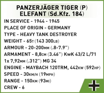 COBI 2582 Panzerjäger Tiger (P) Elefant, Einheitsgröße - 10