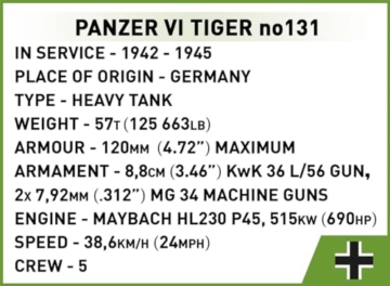 COBI 2588 Panzer VI Tiger no131 