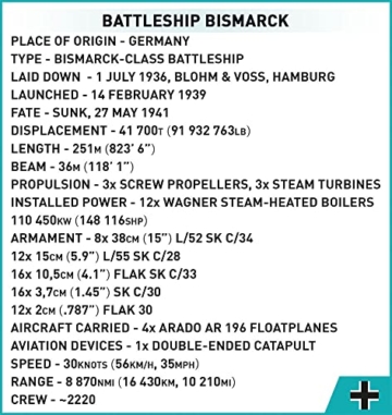 COBI 4840 Schlachtschiff Bismarck Executive Edition 2023 Details