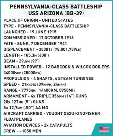 COBI 4843 USS Arizona BB-39 Produkt Daten