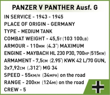 COBI Panzer V Panther Ausf.G „Pudel“ (COBI-2655)