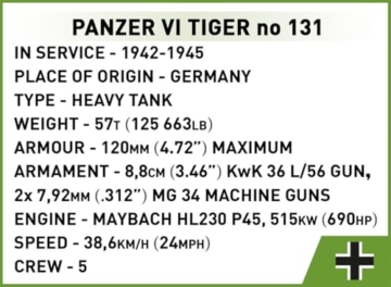 COBI Panzer VI Tiger I Nr. 131 (COBI-3123)