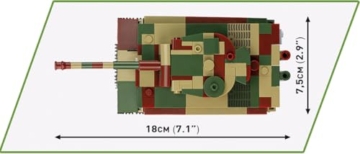 COBI Panzerkampfwagen VI Tiger Ausf. E „Nr. 114 / Bretagne“ – 2-in-1-Sammlerset im Maßstab 1:48 (COBI-2735) Maße
