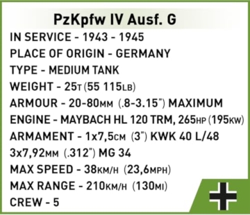 COBI Panzer 4 Ausf. G im Maßstab 1:28 (2592)