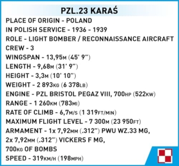 COBI PZL.23 Karaś, 285 mm x 430 mm x 145 mm - 10