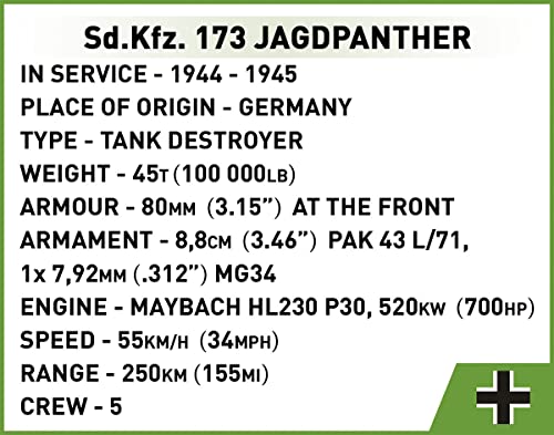 COBI 2574 Sd.Kfz.173 Jagdpanther Details