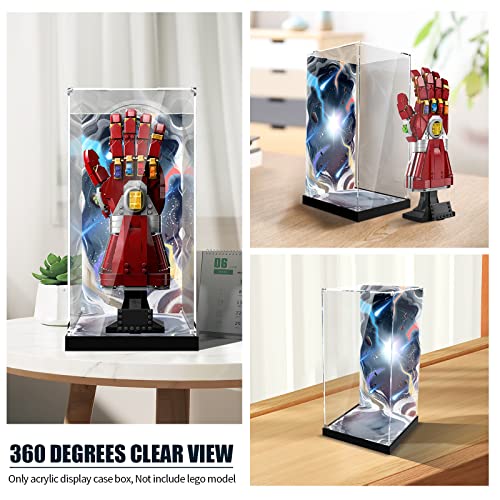 cooldac Acryl Vitrine Box für LEGO Marvel 76223 Iron Man Nano Gauntlet, Staubdicht Transparent Clear Display Box Vitrine (Nur Box, kein LEGO-Modell, (V009602) - 2