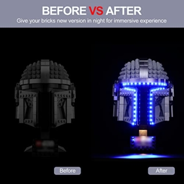 cooldac Licht-Kit für Lego Star Wars 75328 Der Mandalorian Helm, LEDs Beleuchtungsset Kompatibel mit Lego 75328 (Hinweis: Packung ohne Baustein, nur Lichtkit) - 4