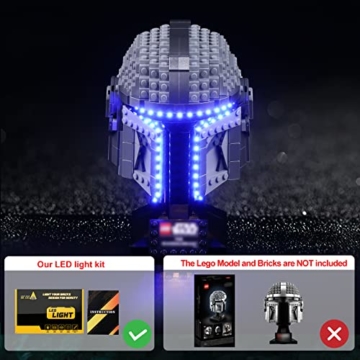 cooldac Licht-Kit für Lego Star Wars 75328 Der Mandalorian Helm, LEDs Beleuchtungsset Kompatibel mit Lego 75328 (Hinweis: Packung ohne Baustein, nur Lichtkit) - 5