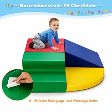 COSTWAY 4 TLG. Schaumstoffbausteine, Riesenbausteine zum Toben und Klettern, Softbausteine aus Schaumstoff, Großbausteine, Bauklötze für Kinder im Vorschulalter, Babys und Schulkinder (Rot-bunt) - 3