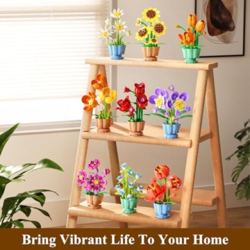 CUBIMANA 9 Blumen Bausatz 3,6MM Mini Bausteine Botanicals Collection Bausteinspielzeug, Künstliche Blumenpflanzen Bauset für Home Büro Deko, Geschenk für Erwachsene Kinder Mädchen ab 12+(1362 Stück) - 4