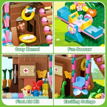 CUBIMANA Baumhaus-Bauspielzeug mit LED-Licht – 618 Stück Baumhaus-Bausteinset, 3-stöckiges Hausbauset mit Rutsche und Aufklebern, Geschenk Spielzeug für Kinder, Mädchen Jungen ab 6 7 8 9 10 11+ Jahren - 6