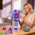 CUBIMANA Lila Rosen Blumen-Bauset mit Vase und LED-Licht, 17 Mini-Blumenstrauß-Bausteine, künstliche Blumen für Zuhause und Büro, Geschenk für Erwachsene, Frauen und Mädchen ab 12 Jahren - 3