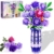 CUBIMANA Lila Rosen Blumen-Bauset mit Vase und LED-Licht, 17 Mini-Blumenstrauß-Bausteine, künstliche Blumen für Zuhause und Büro, Geschenk für Erwachsene, Frauen und Mädchen ab 12 Jahren - 1