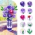 CUBIMANA Lila Rosen Blumen-Bauset mit Vase und LED-Licht, 17 Mini-Blumenstrauß-Bausteine, künstliche Blumen für Zuhause und Büro, Geschenk für Erwachsene, Frauen und Mädchen ab 12 Jahren - 8