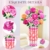 CUBIMANA Romantischer Rosa Rosenstrauß-Bausatz mit Vase und LED-Licht, 845 PCS Blumen-Baustein-Spielzeug, Geschenke für Sie und Ihn, künstliche Kunstblumen für Büro, Heimdekoration und Ausstellung - 7