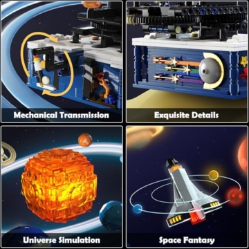 CUBIMANA Technik Sonnensystem Bauspielzeug mit Licht – Kosmischeforschung Rotations Bauset mit 8 Planeten und Raketenständer, 775 Teile Geschenke für 8+ Jahre alte Kinder Jungen Mädchen und Erwachsene - 5