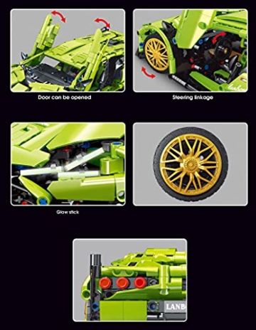 DioMate TAIGAOLE T2007 1:14 Baustein Sportwagen, 1268PCS Technologie Serie Sportwagen Modellbausatz, kompatibel mit Lego Technologie - 3