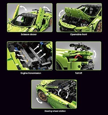DioMate TAIGAOLE T5003 1:8 Baukasten Sportwagen, 3558PCS Technologie Serie Sportwagen Modellbausatz, kompatibel mit Lego Technologie - 4